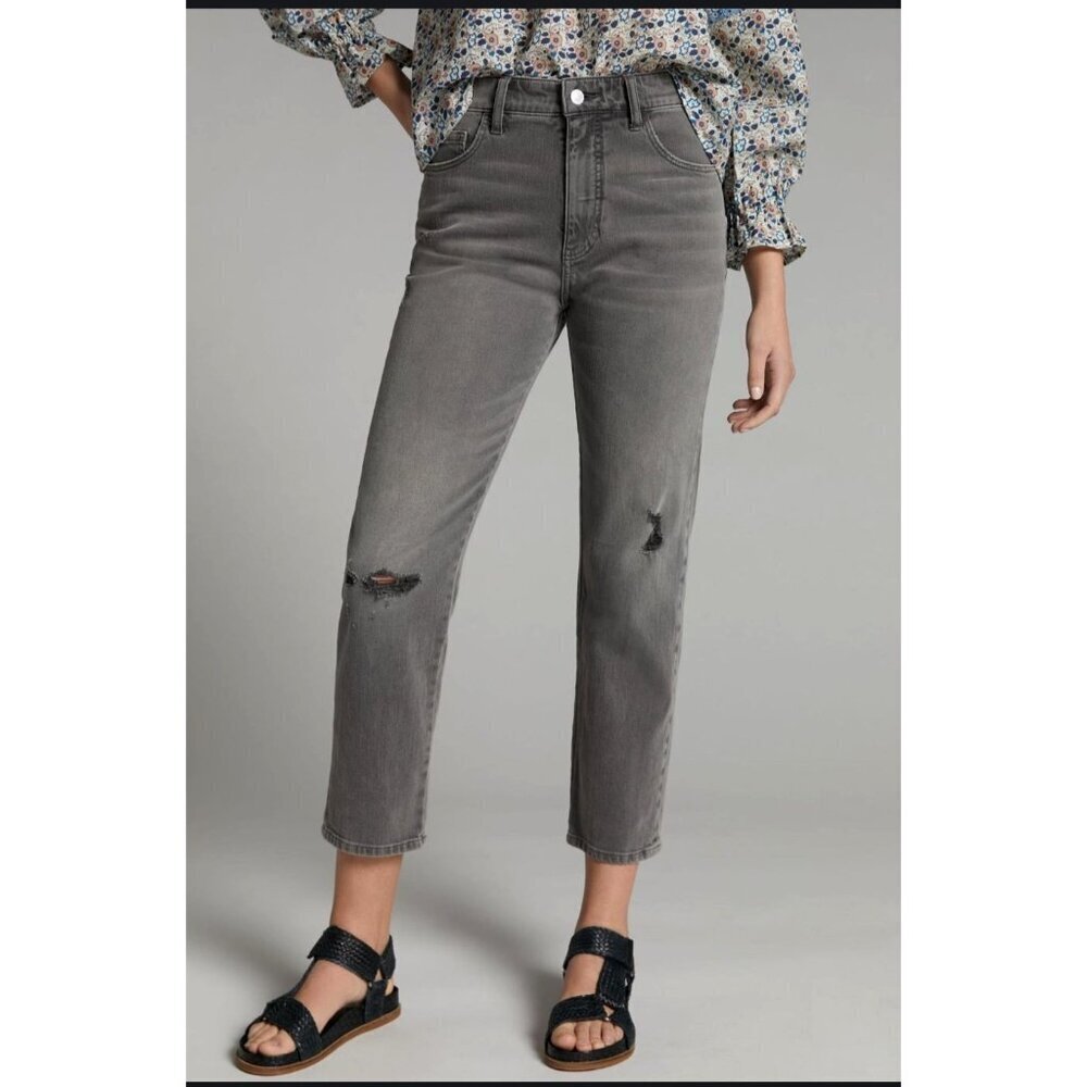 Pilcro Anthropologie Jeans Women 27 Gray Denim Distressed The Borrowed Boyfriend